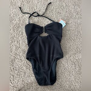 Shade & Shore Black Textured Swimsuit